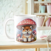 Adorable Akita Inu Welpe unter Pilzschirm Kaffeetasse