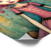 Adorable Alien Lady Mixed Media Collage Poster (Ecke)