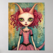 Adorable Alien Lady Mixed Media Collage Poster (Vorne)
