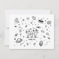 Adorable Alien Space Baby Dusche Danke Karte
