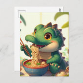 Adorable Alligator isst Nudeln Postkarte (Vorne/Hinten)