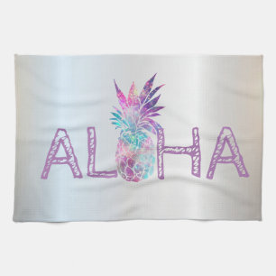 Adorable Aloha Hawaiian Ananas, Silber Geschirrtuch