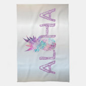 Adorable Aloha Hawaiian Ananas, Silber Geschirrtuch (Vertikal)