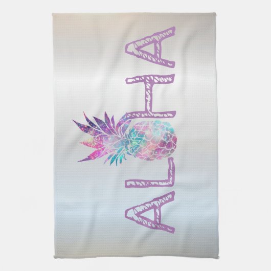 Adorable Aloha Hawaiian Ananas, Silber Geschirrtuch (Vertikal)