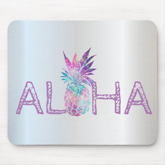 Adorable Aloha Hawaiian Ananas, Silber Mousepad (Vorne)