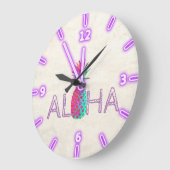 Adorable Aloha Hawaiian Pineapple Große Wanduhr (Winkel)