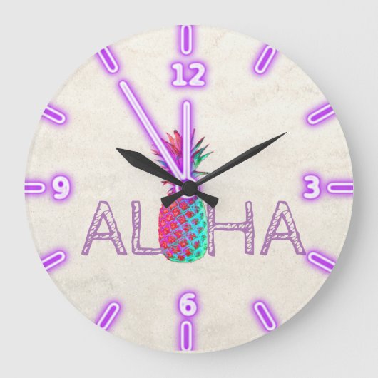 Adorable Aloha Hawaiian Pineapple Große Wanduhr (Vorderseite)