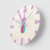 Adorable Aloha Hawaiian Pineapple Runde Wanduhr (Winkel)