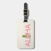 Adorable Aloha Hawaiian Striped Ananas Gepäckanhänger (Vorderseite vertikal)