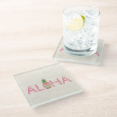 Adorable Aloha Hawaiian Striped Ananas Glasuntersetzer (Schrägansicht)