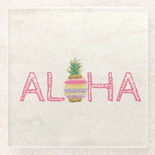 Adorable Aloha Hawaiian Striped Ananas Glasuntersetzer (Vorderseite)