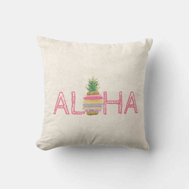 Adorable Aloha Hawaiian Striped Ananas Kissen (Vorderseite)