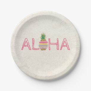 Adorable Aloha Hawaiian Striped Ananas Pappteller