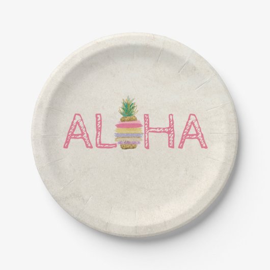 Adorable Aloha Hawaiian Striped Ananas Pappteller (Vorderseite)