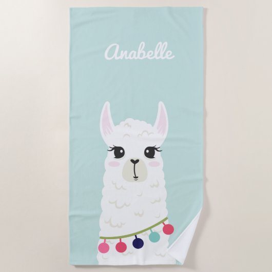 Adorable Alpaca Personalisiert Kinder Strandtuch (Vorderseite)