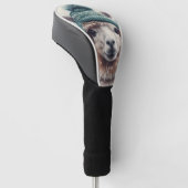 Adorable Alpaka mit blauen Mützen Golf Headcover (angewinkelt)