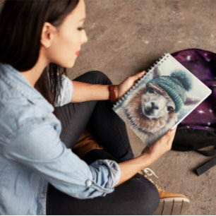 Adorable Alpaka mit blauen Mützen Planer