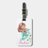 Adorable American Mermaid Girls Gepäckanhänger (Vorderseite vertikal)