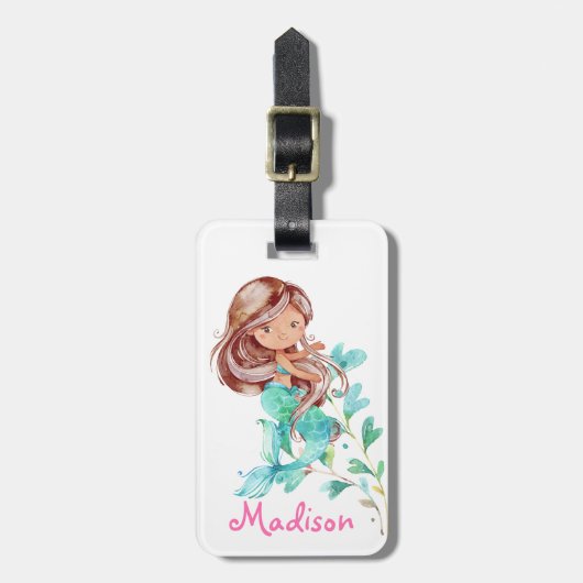 Adorable American Mermaid Girls Gepäckanhänger (Vorderseite vertikal)