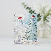 Adorable and Cute Christmas Ghosts and Tree Postkarte (Stehend Vorderseite)