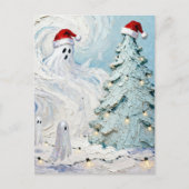 Adorable and Cute Christmas Ghosts and Tree Postkarte (Vorderseite)