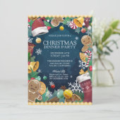 Adorable and Fun Weihnachten Abendessen Party Einl Einladung (Stehend Vorderseite)