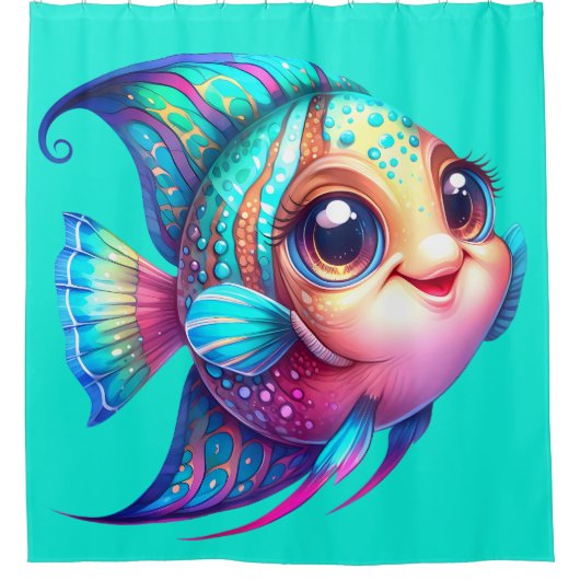 "Adorable Angelfish Splash" Duschvorhang (Vorderseite)