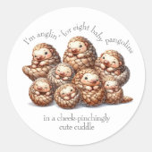 Adorable Anglin" für 8 Niedliche Pangoline Runder Aufkleber (Vorderseite)