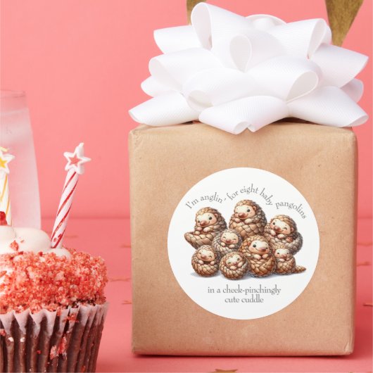 Adorable Anglin" für 8 Niedliche Pangoline Runder Aufkleber (Party)