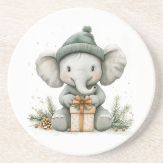Adorable Animal Christmas Series Baby Elephant Getränkeuntersetzer
