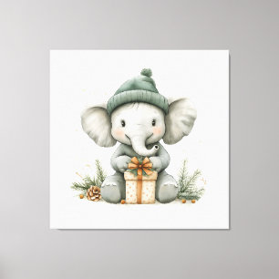 Adorable Animal Christmas Series Baby Elephant Leinwanddruck