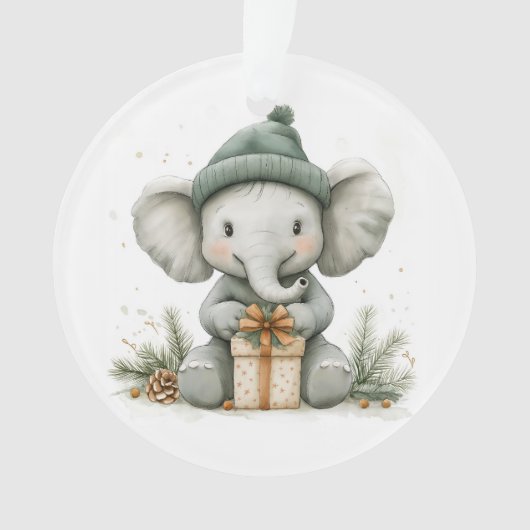 Adorable Animal Christmas Series Baby Elephant Ornament (Vorderseite)