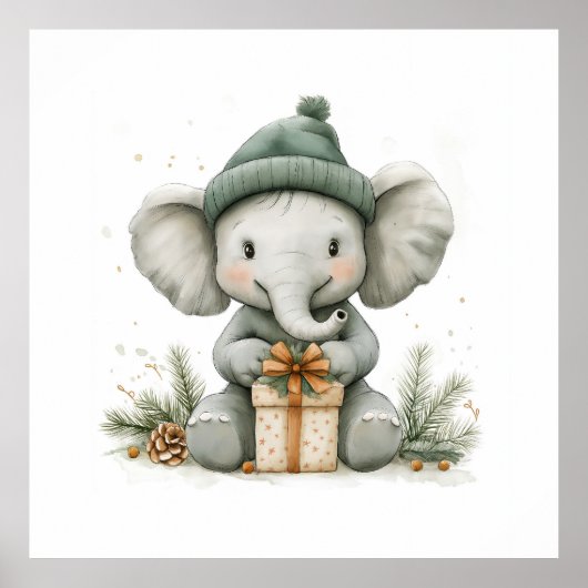 Adorable Animal Christmas Series Baby Elephant Poster (Vorne)