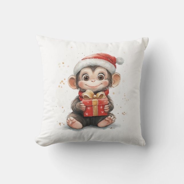 Adorable Animal Christmas Series Baby Monkey Kissen (Vorderseite)