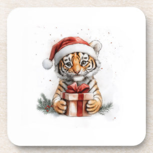 Adorable Animal Christmas Series Baby Tiger Getränkeuntersetzer