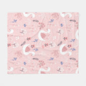 Adorable Animal Swan Lake Botanical Kids Fleecedecke (Vorderseite (Horizontal))