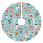 Adorable Animals Brushed Polyester Tree Skirt Polyester Weihnachtsbaumdecke (Vorderseite)
