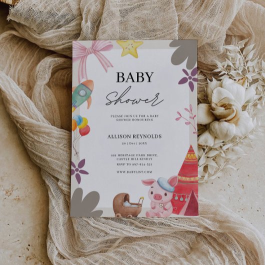 Adorable Animals Kinderdusche Einladung