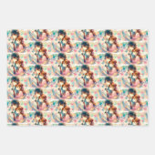 Adorable Anime Boy and Girl Red Hearts Geschenkpapier Set (Vorderseite 2)