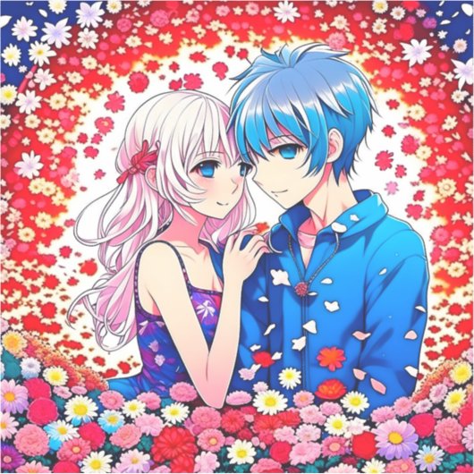 Adorable Anime Couple Romantic Aufkleber (Vorderseite)
