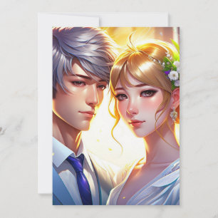 Adorable Anime Couple Wedding Einladung