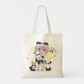 Adorable Anime Girl umgeben von Panda Toys Tragetasche (Rückseite)