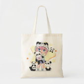 Adorable Anime Girl umgeben von Panda Toys Tragetasche (Vorne)