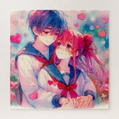 Adorable Anime Themed Valentinstag Puzzle (Vertikal)