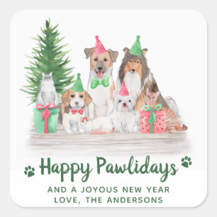 Adorable Animes Hunde Katze Welpe Kätzchen Weihna Quadratischer Aufkleber