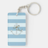 Adorable Ankerfarbe auf hellblauen und weißen Stre Schlüsselanhänger (Rückseite)