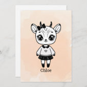 Adorable Antelope Girl - Niedliches Doodle Design Einladung (Vorne/Hinten)