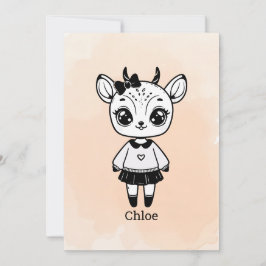 Adorable Antelope Girl - Niedliches Doodle Design Einladung