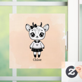 Adorable Antelope Girl - Niedliches Doodle Design Fensteraufkleber