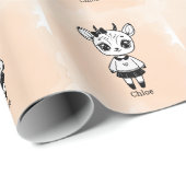 Adorable Antelope Girl - Niedliches Doodle Design Geschenkpapier (Rolleneckpunkt)